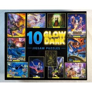 Ceaco 10 Glow In The Dark Jigsaw Puzzles Dragons Indian Wizards Ocean New Sealed